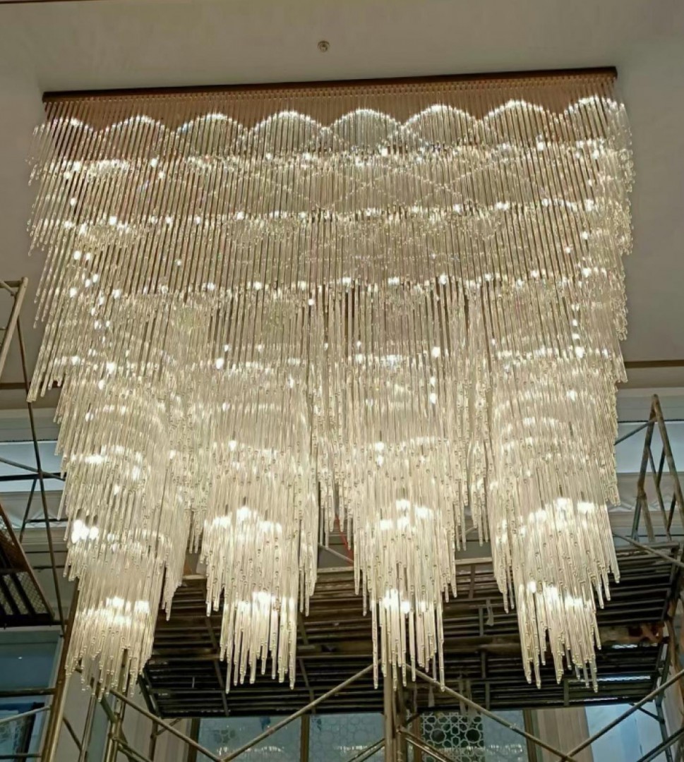 Hotel waterfall strip white ceiling lamp