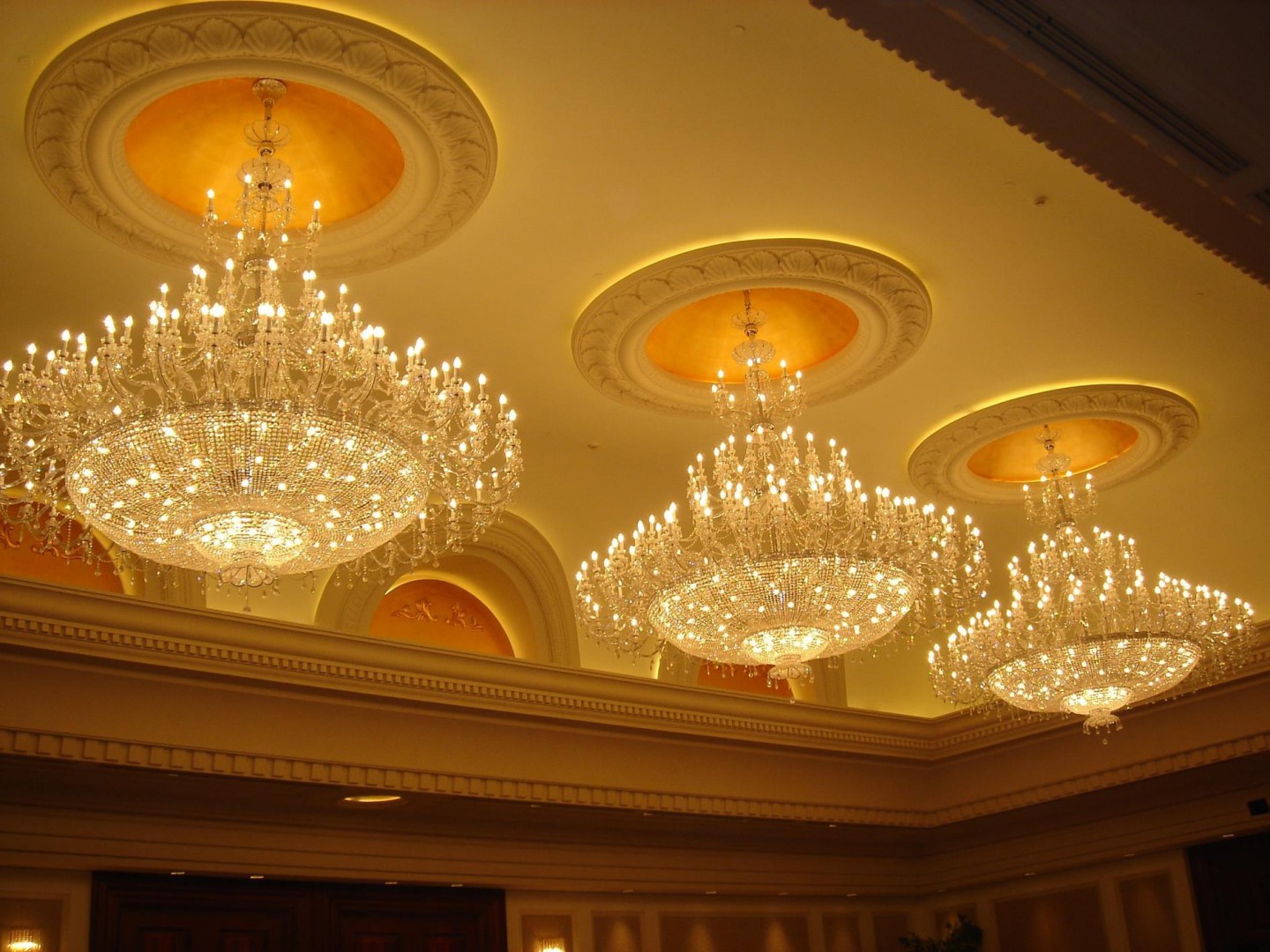 Large circular yellow chandelier 2 in sales center